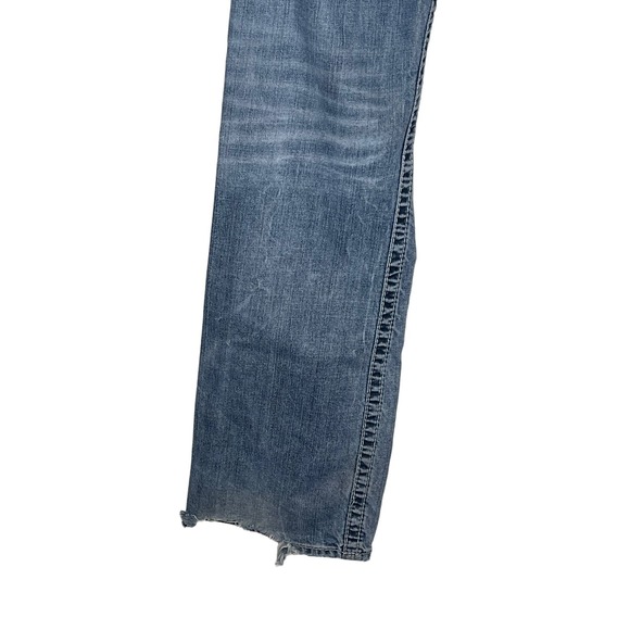 Silver Zac Men's Jeans Straight Distressed Frayed Hem Medium Wash Denim Blue 30 - Picture 4 of 10